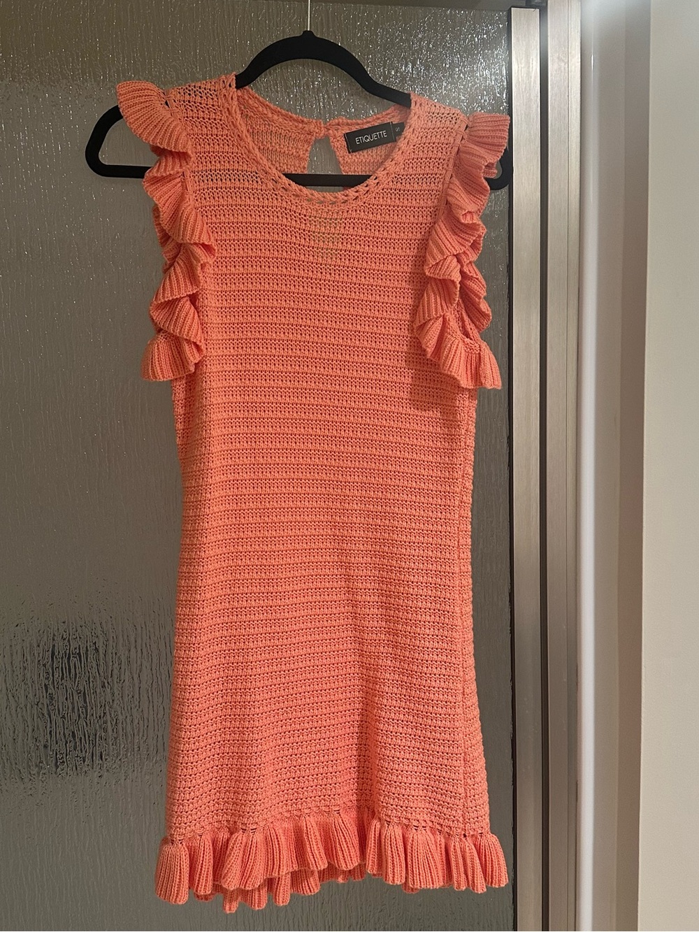Coral Ruffle Knit Dress